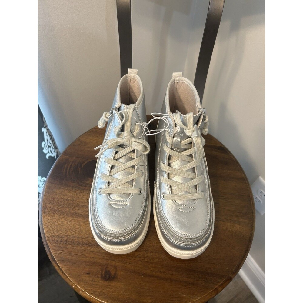 Billy Footwear Kid Youth Haring Essential High Top Zipper Sneaker Silver Size 5